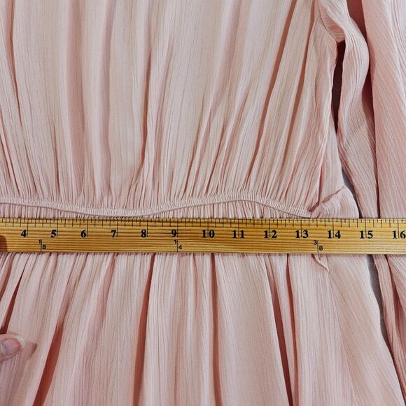 Andree by Unit Dress Women S Pastel Peach Pink Ruffle Long Sleeve Stretch Chic - Picture 11 of 16